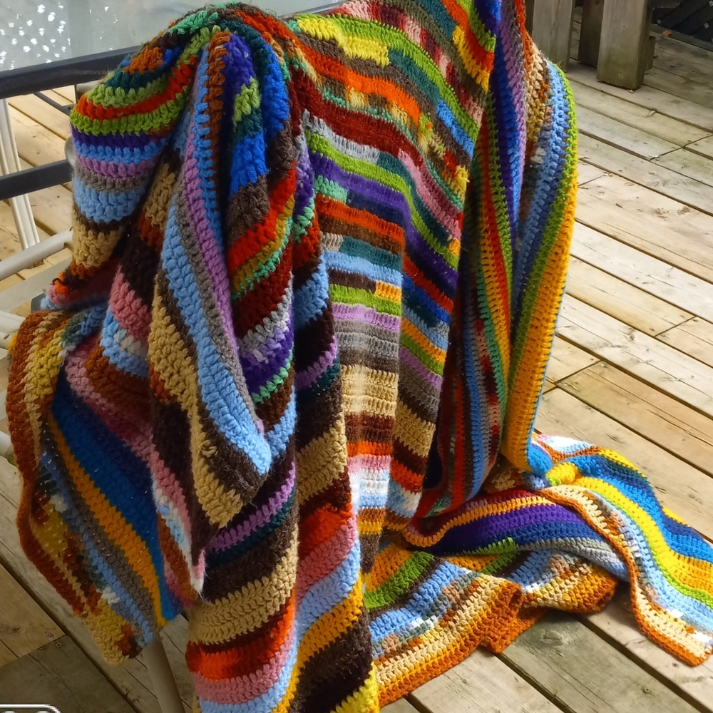 Colorful Striped Crochet Blanket - Picture 4 of 6